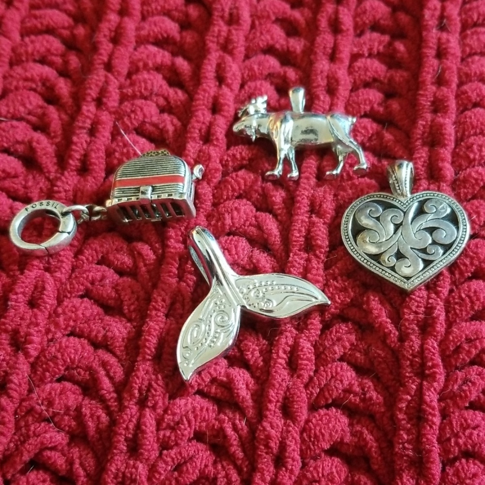 Silver Pendants/Charms, Set of 4